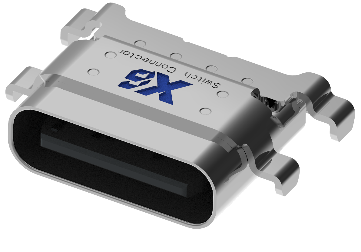 XB-ATCF-08-003 TYPE C 8P 母座防水拉伸壳四脚护套(脚距4.0)L=7.65MM,SMT不外露 充电版